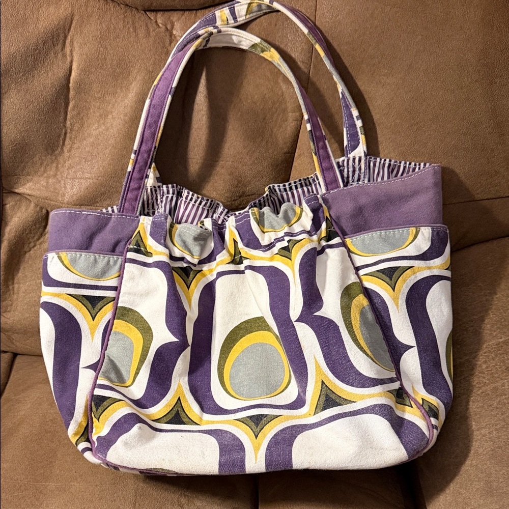 Purple Patterned Tote Bag - Unbranded